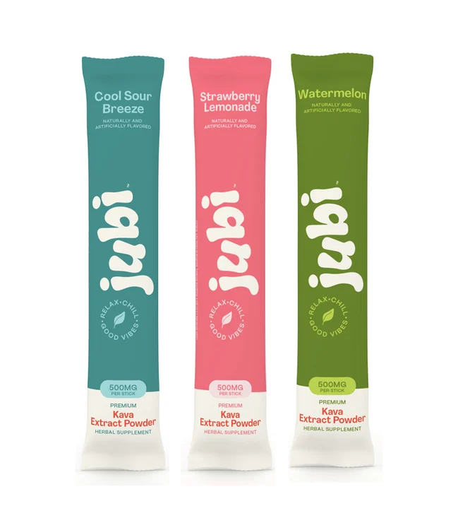 Jubi kava sticks in Cool Sour Breeze, Strawberry Lemonade and Watermelon
