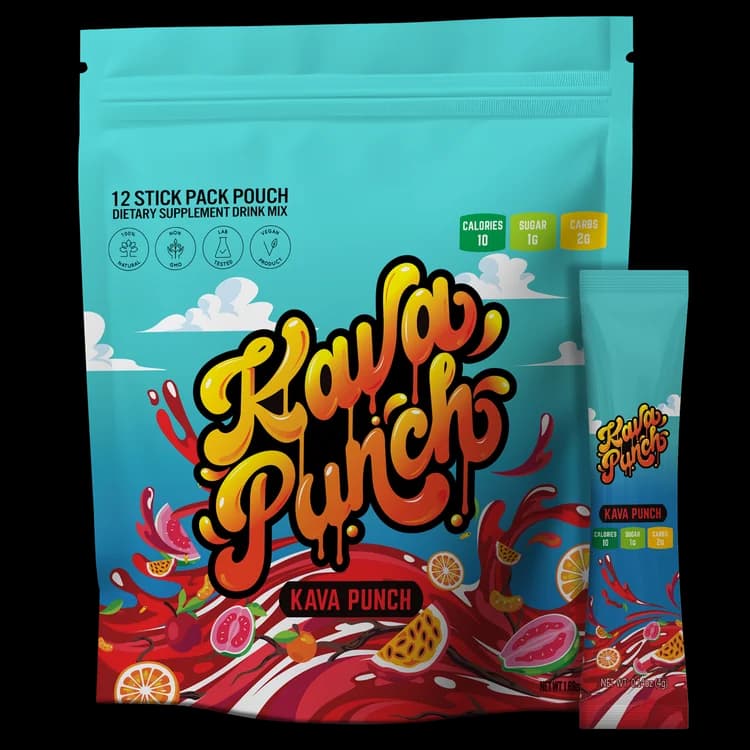 Kava Punch Original Fruit Punch 12-stick pouch and individual packet