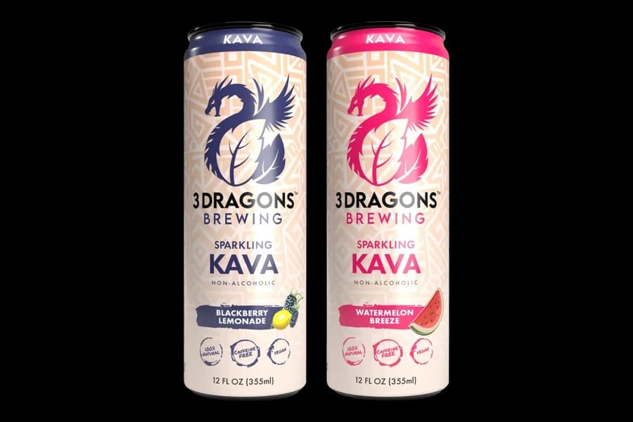 3 Dragons Brewing Kava Sparkling cans in Blackberry Lemonade and Watermelon Breeze