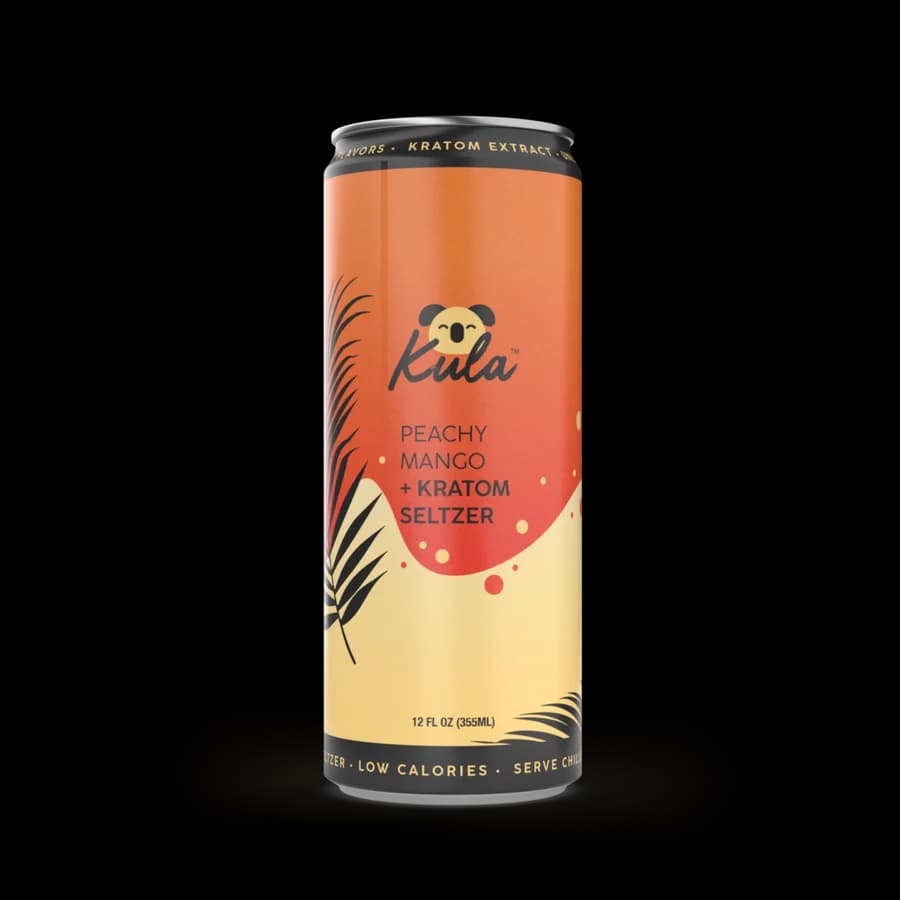 Kula Peachy Mango kratom seltzer can