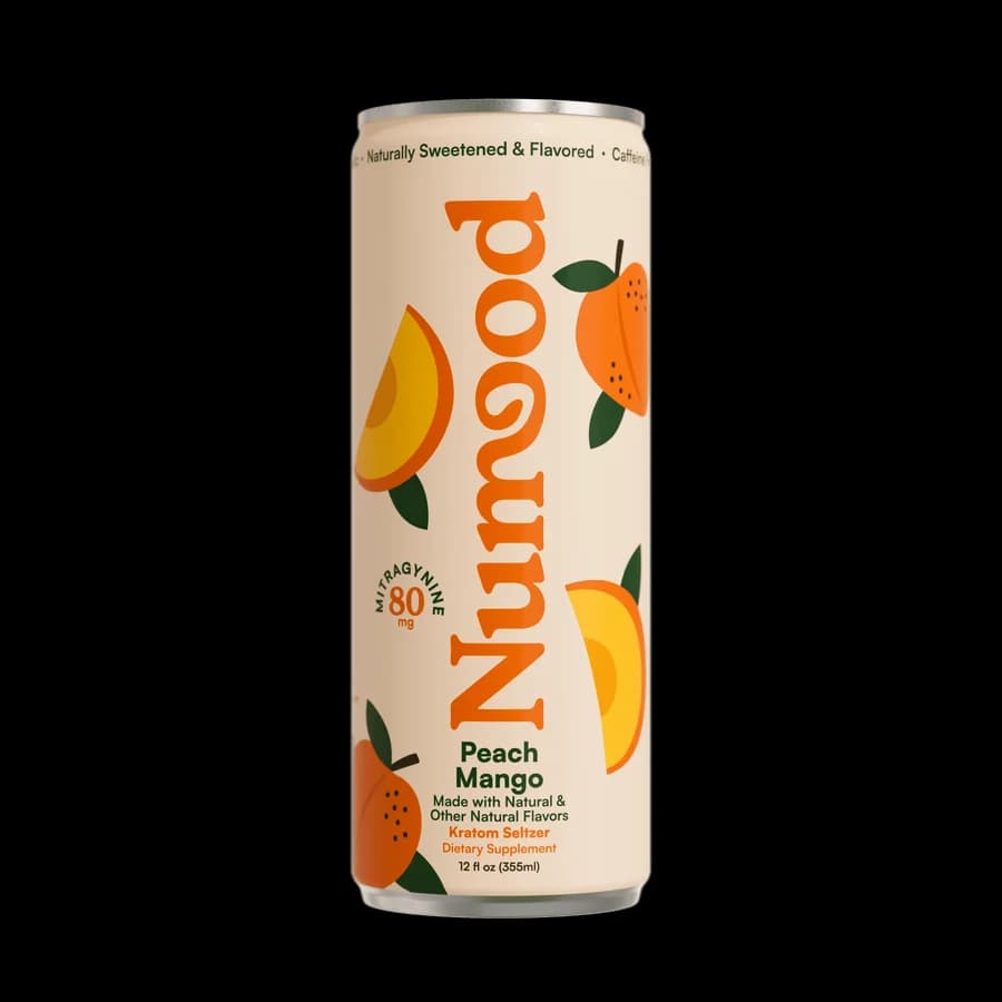 Numood Peach Mango kratom seltzer can