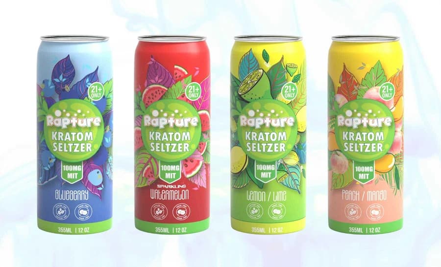 Rapture kratom seltzer product lineup