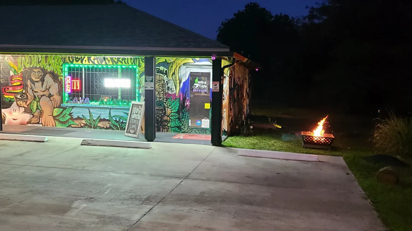 Inside or outside Indica Cafe Kava Bar
