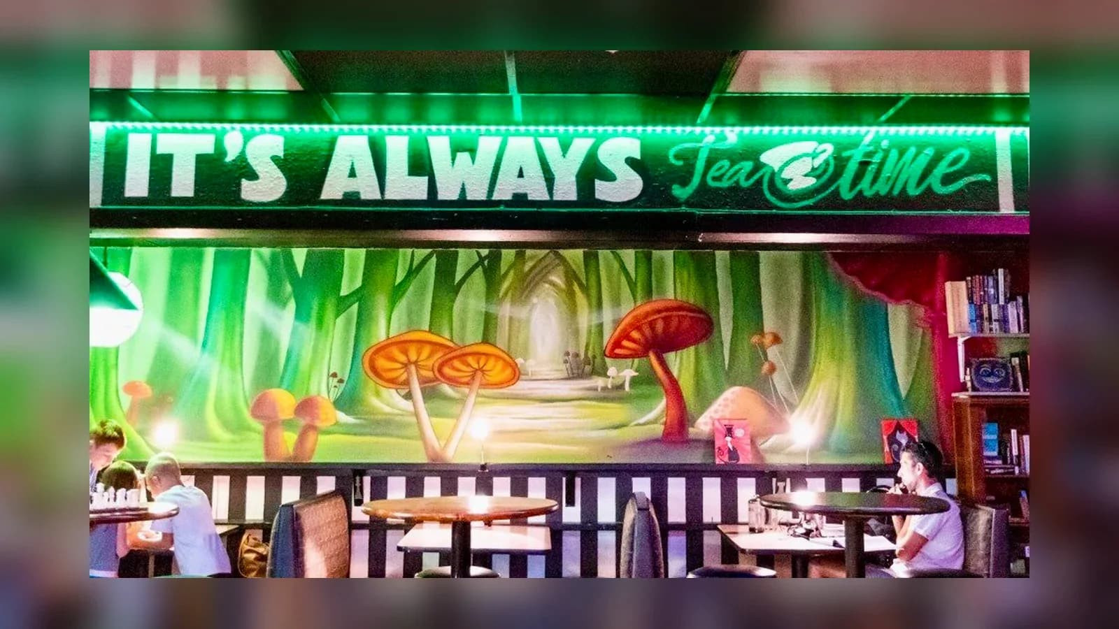 Inside or outside Mad Hatters Kava Bar
