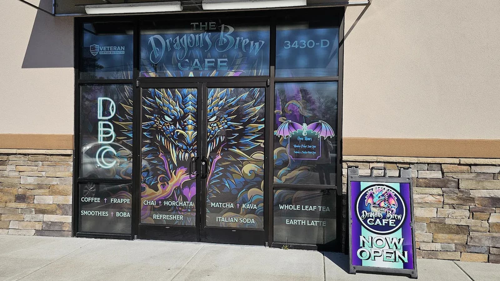Inside or outside The Dragon's Brew Cafe