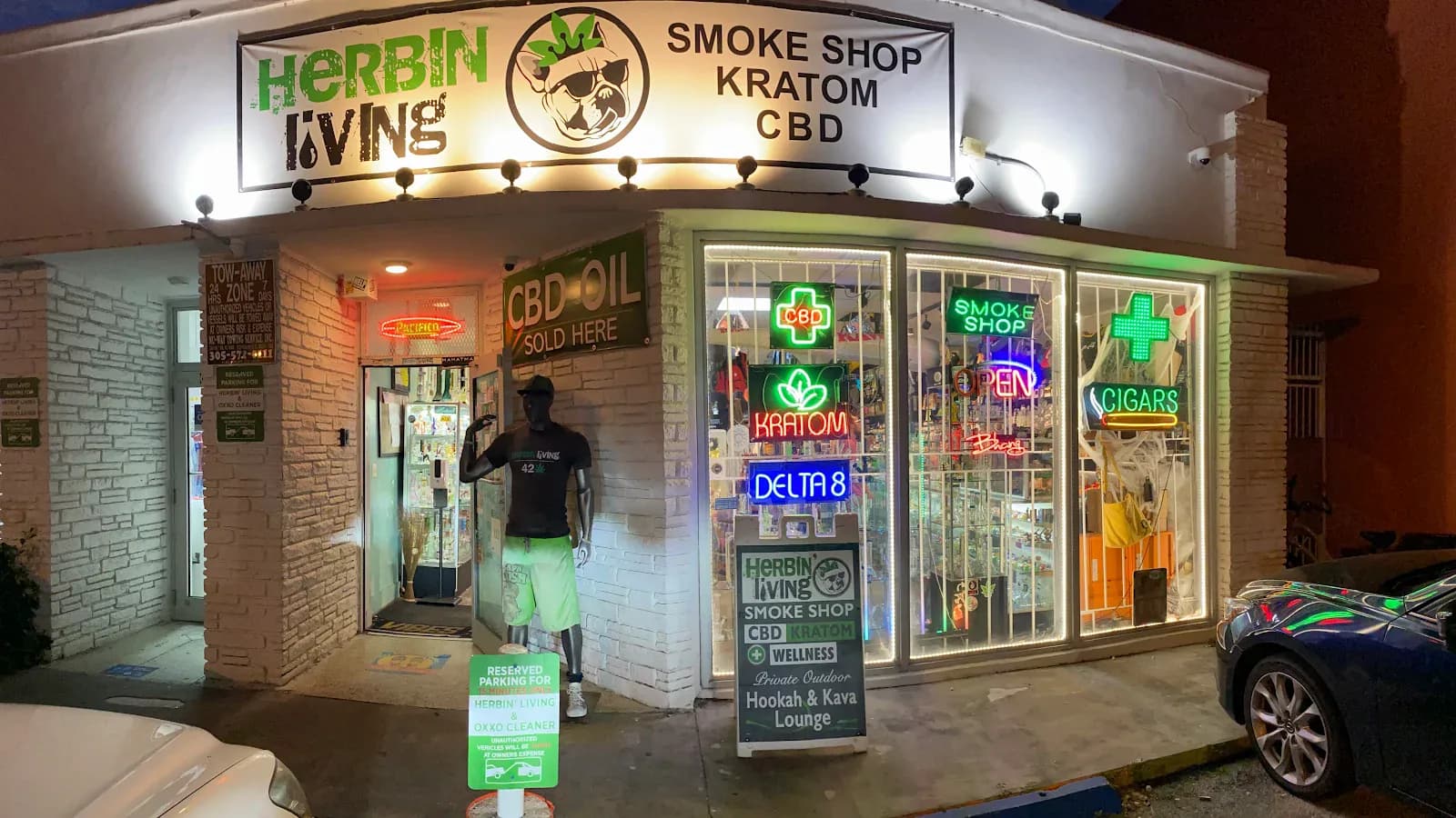 Inside or outside Herbin Living Smoke Shop, Kava Bar