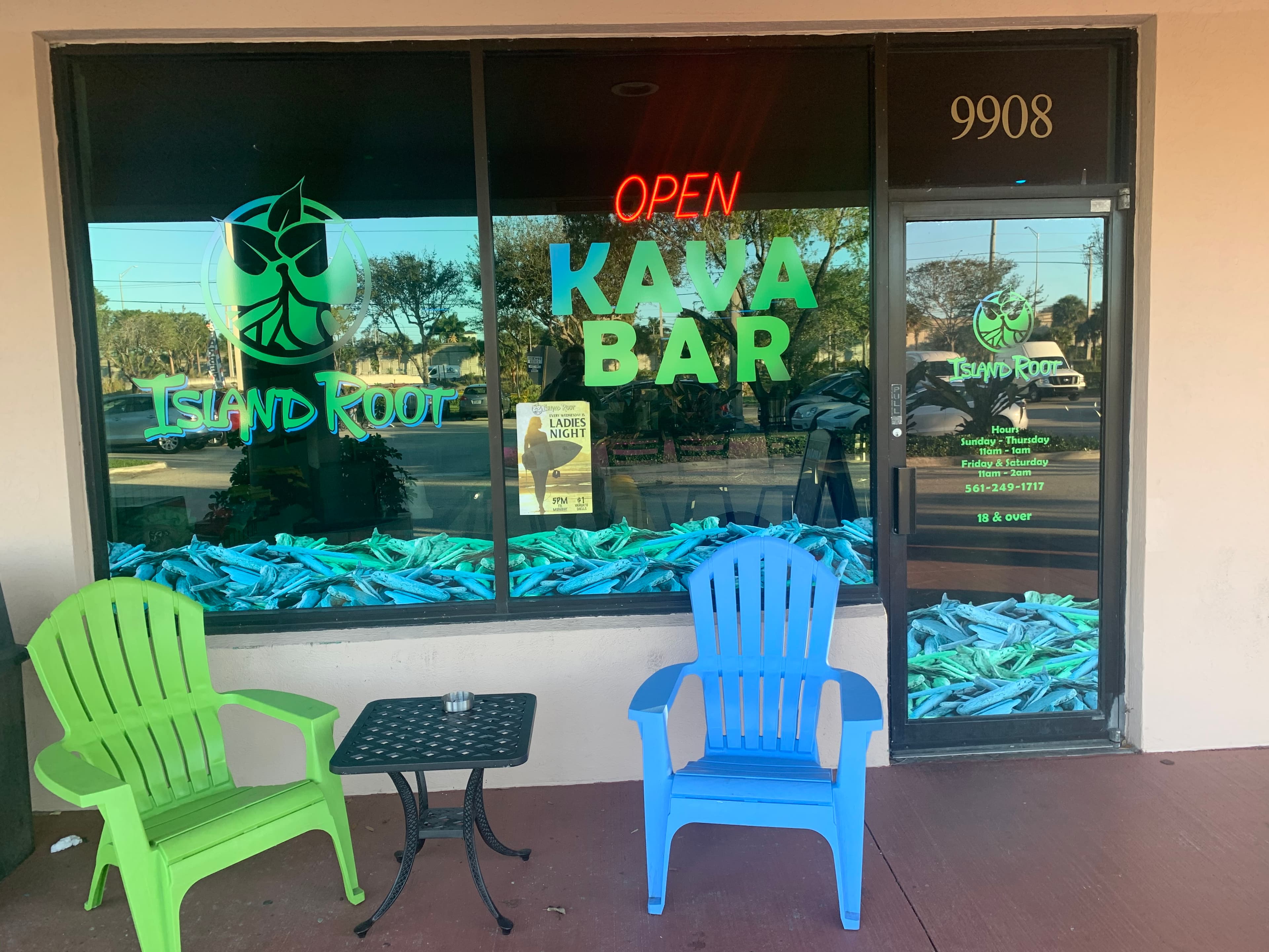 Inside or outside Island Root Kava Bar Royal Palm