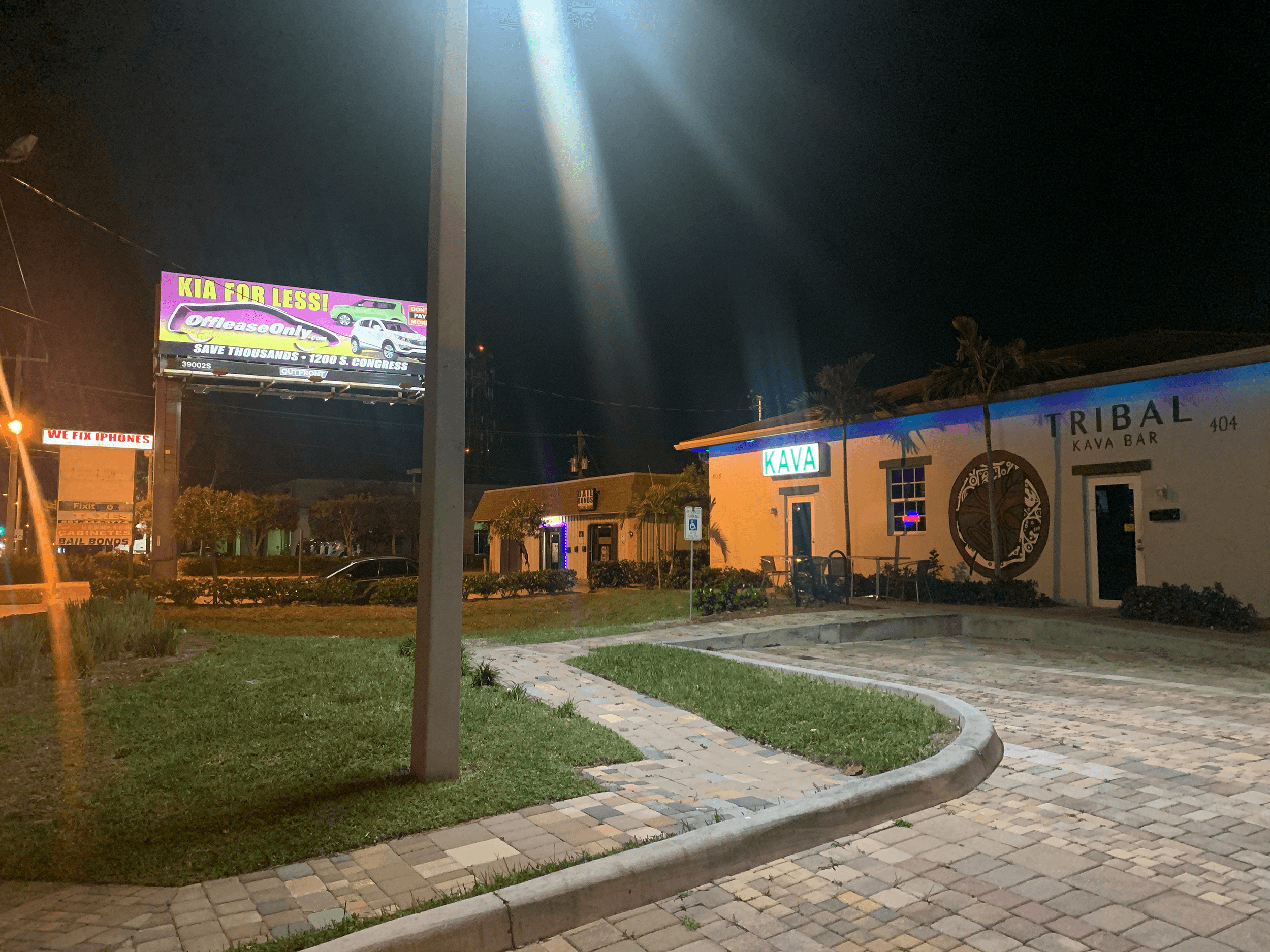 Tribal Kava Bar - Outside Night Wideshot