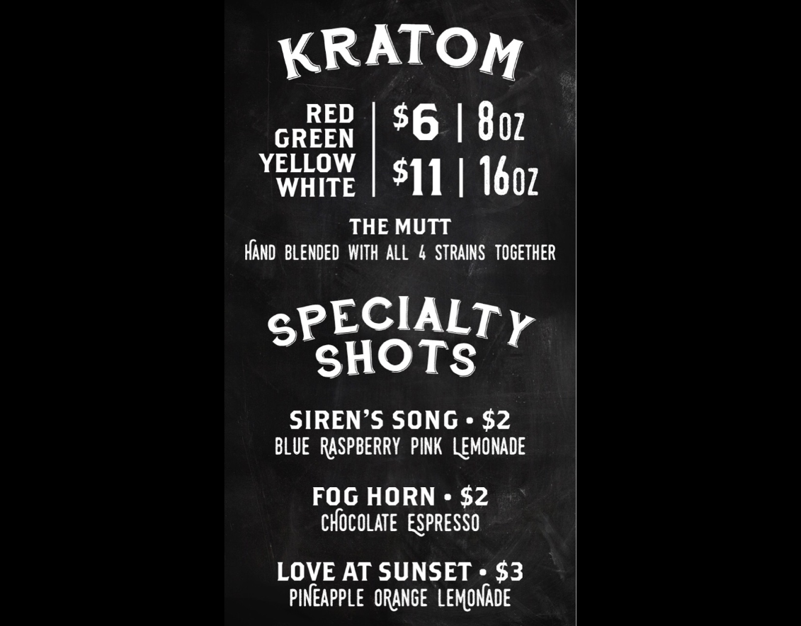 Kilos Kava & Tea Bar Menu Kratom