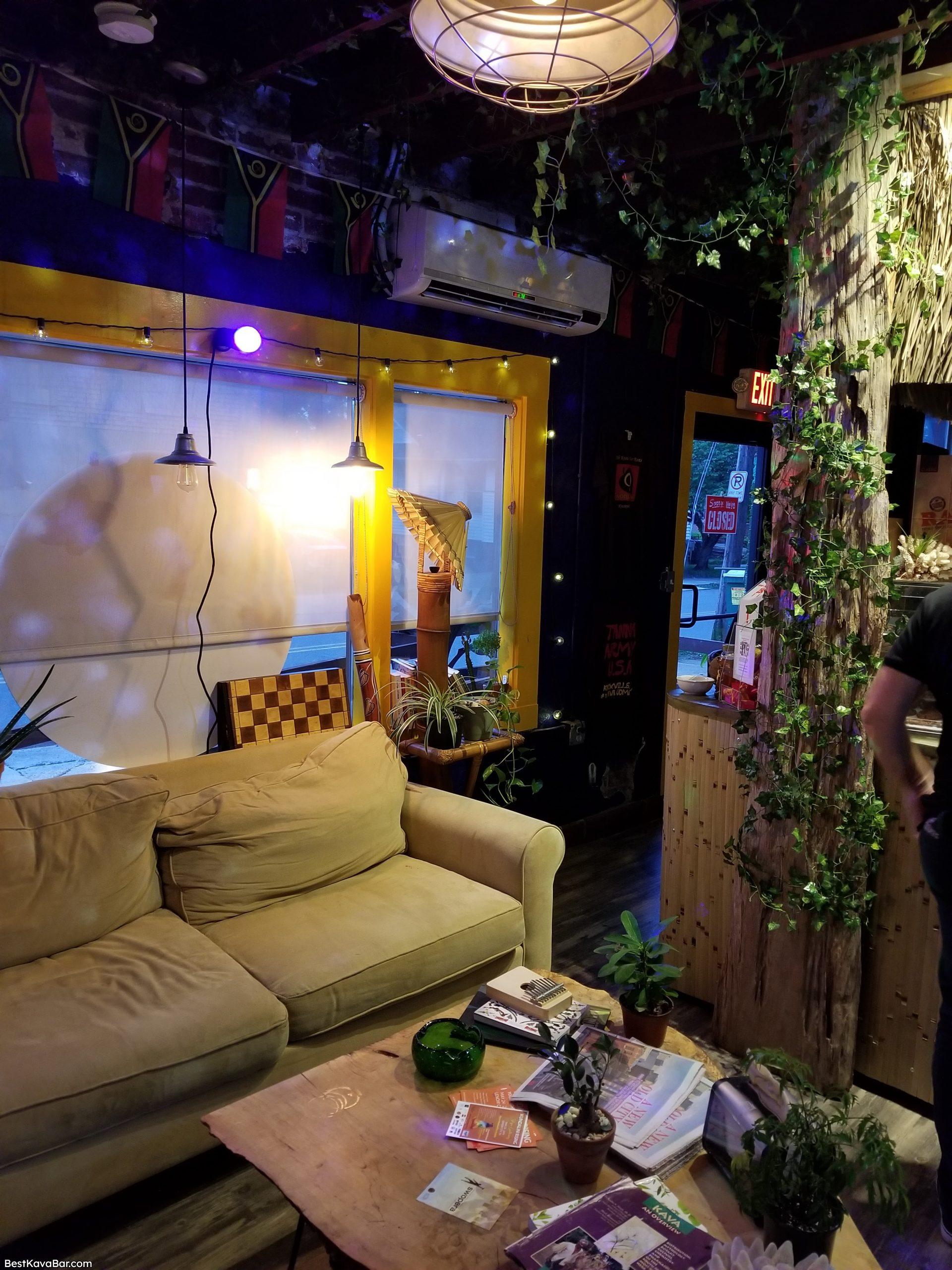 Noble Kava Ethnobotanical Tea Bar couches